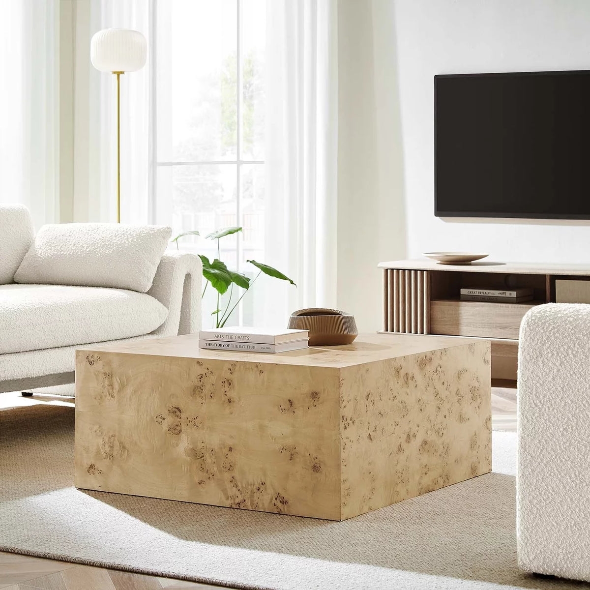 36" Square Burl Wood Coffee Table G767558