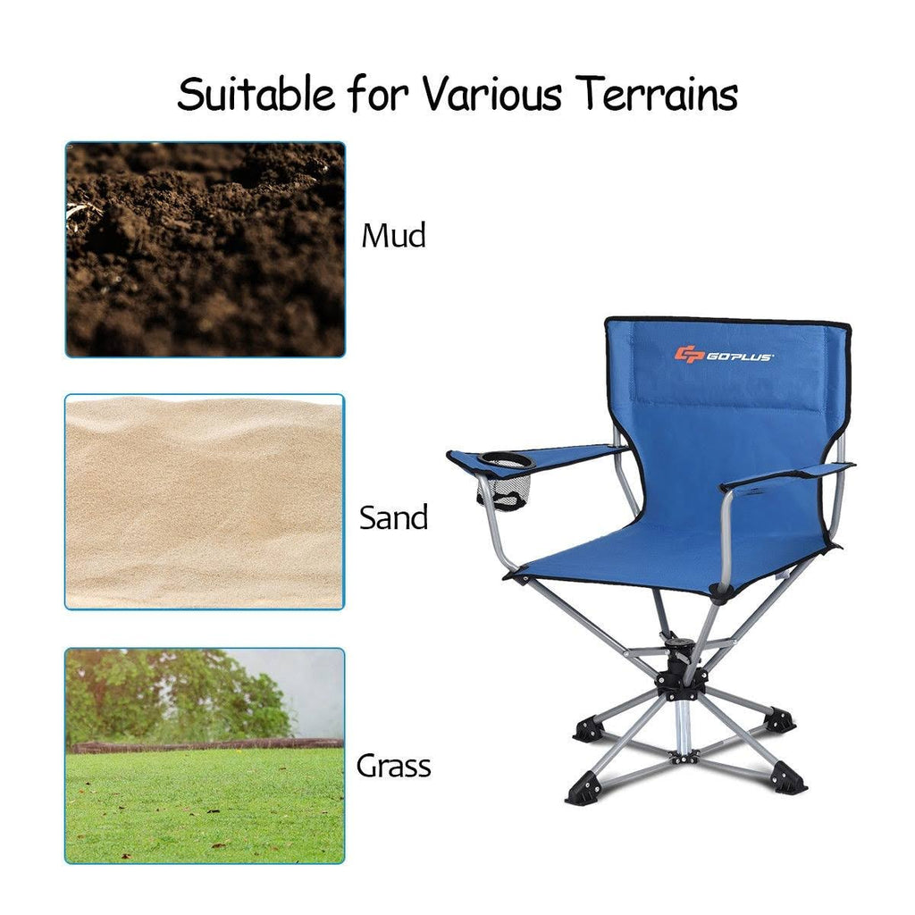 Collapsible Swivel Camping Chair - Blue W777