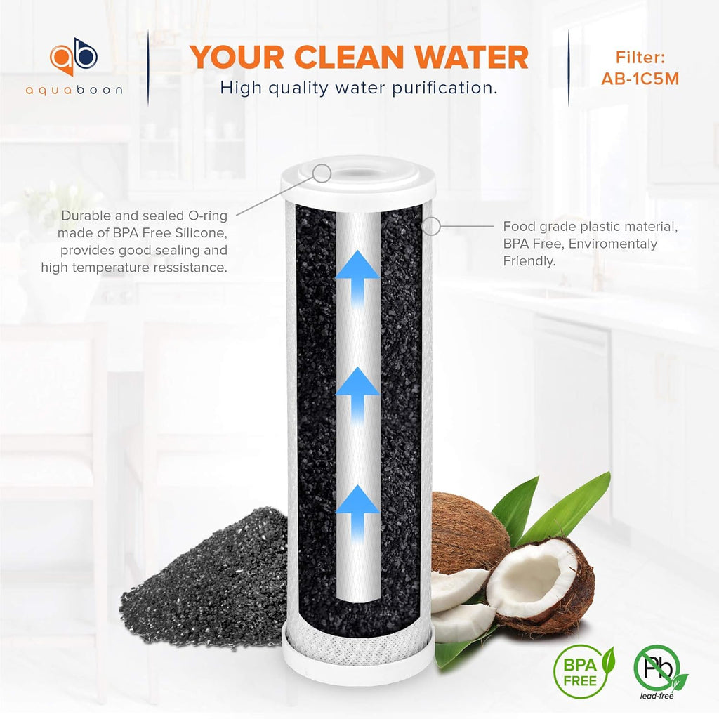 1 Year RO Units Replacement Filter Kit 5 PACK Carbon Sediment Inline 5 Micron 10 inch Cartridges Z34106