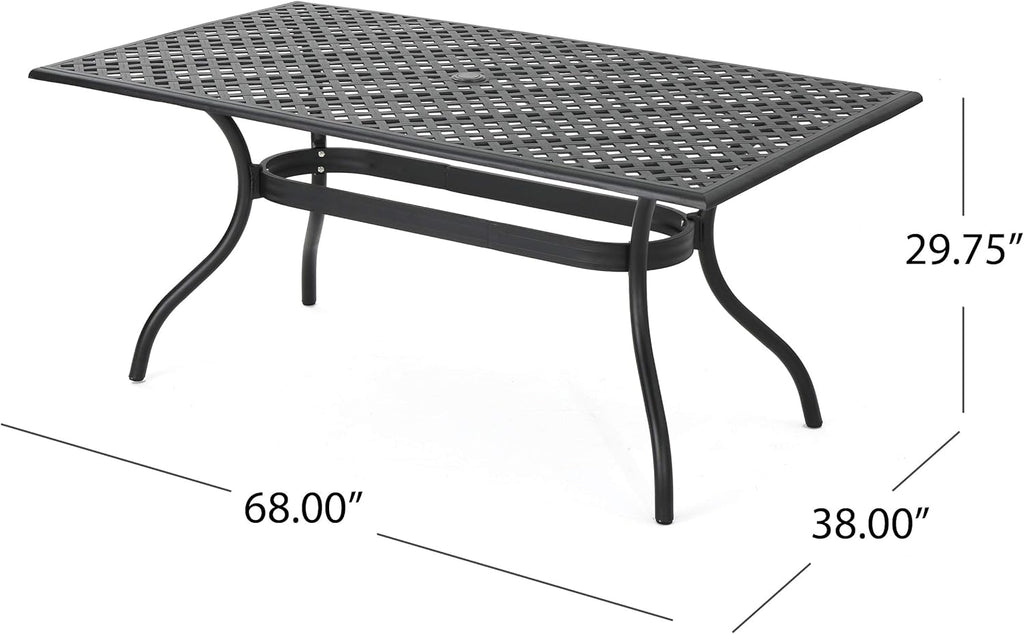 Black Sand Cast Aluminum Rectangle Table P488