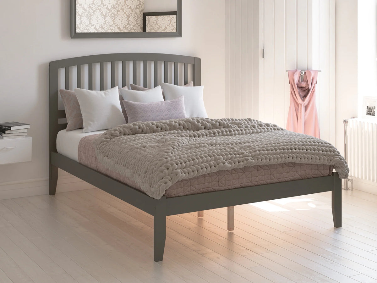 King Platform Bed with Open Foot Board in Grey B452993