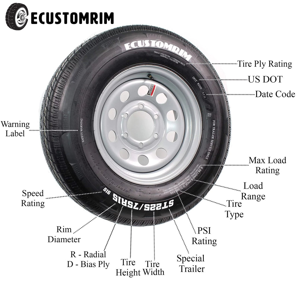 ST235/80R16 8 Lug Trailer Tire On Rim V79240