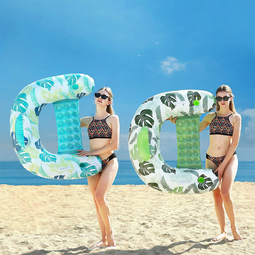 2 Pack Inflatable Pool Float Chair with Pump and Cup Holder H307660