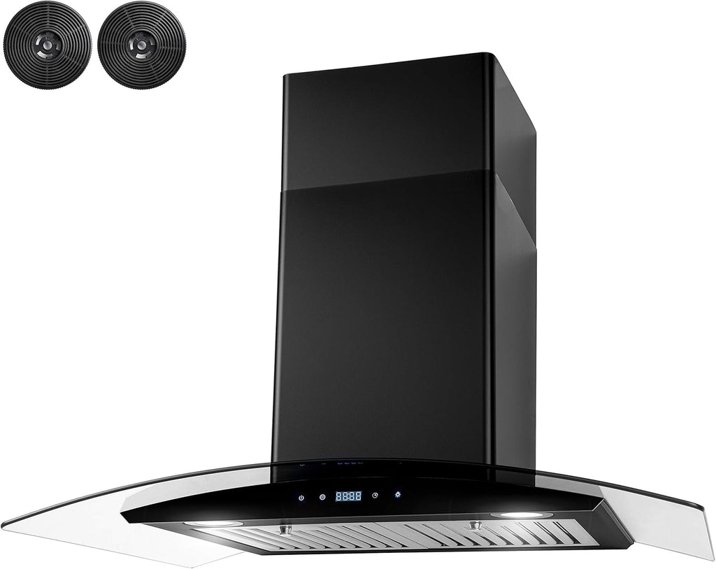 30 in Black Painted Stainless Steel Convertible Wall Mount Range Hood Y4638