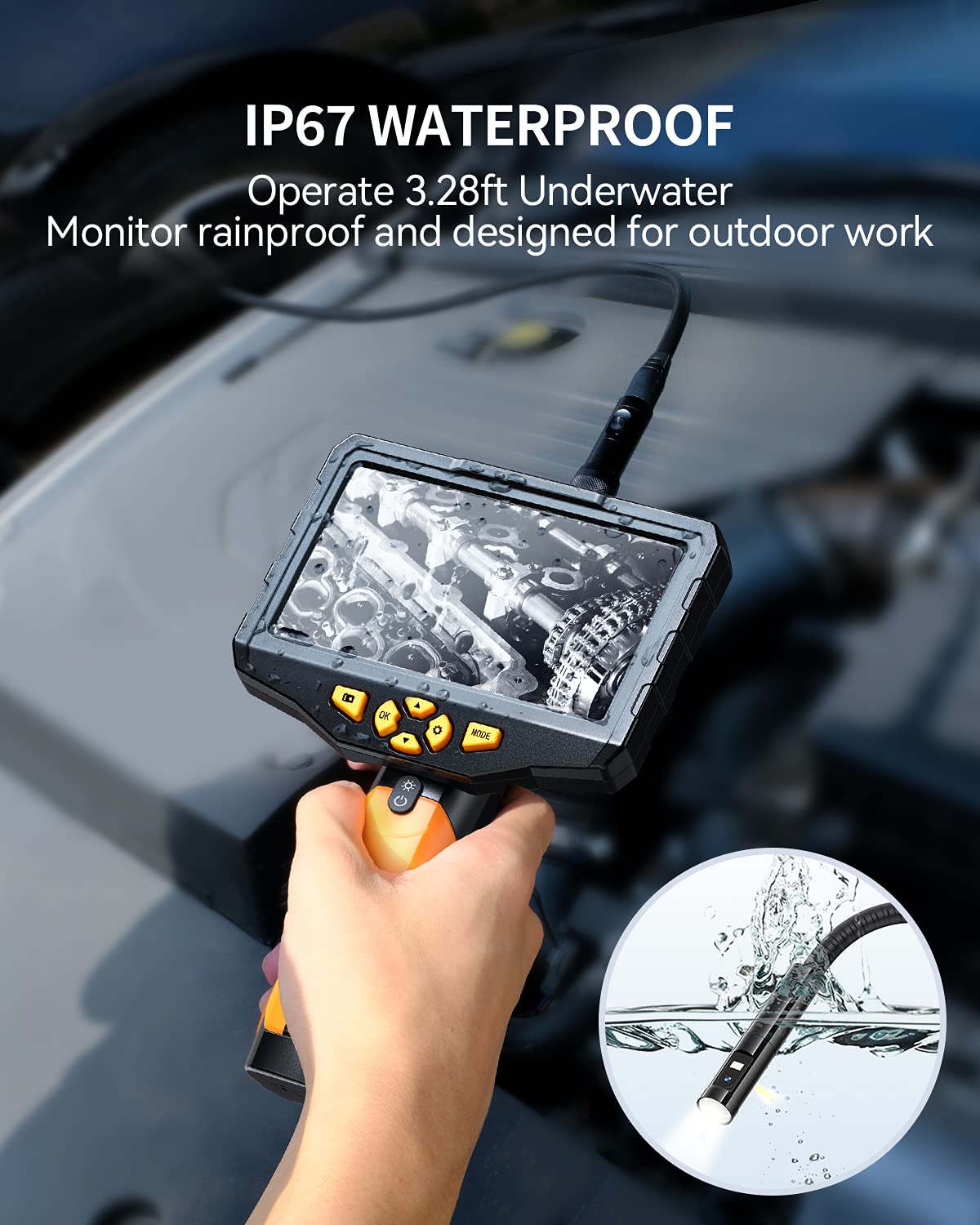 16.4ft Waterproof Flexible Borescope Inspection Camera with Light L96616