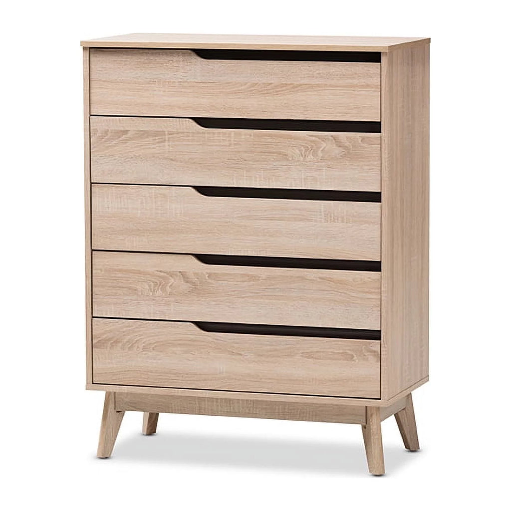 Oak and Grey Wood 5-Drawer Chest U46739