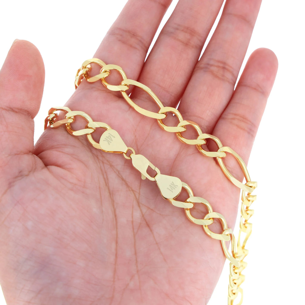 14k Yellow Gold Solid Figaro Chain Link Necklace 18" - 30" D5269