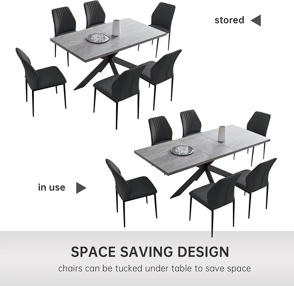 6-8 Person Space Saving Expandable Metal Frame Rectangular Dining Table H9785