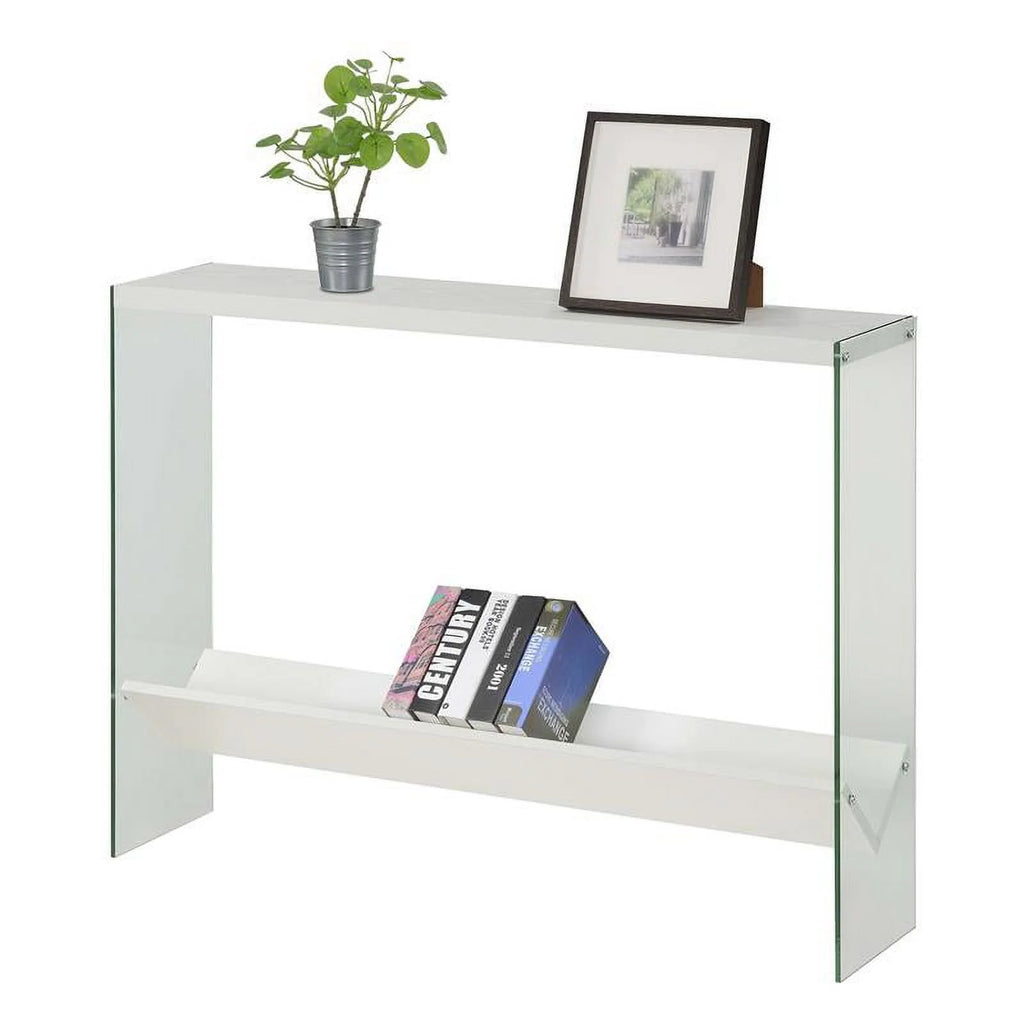 White Wood Console Table with Shelf F34161
