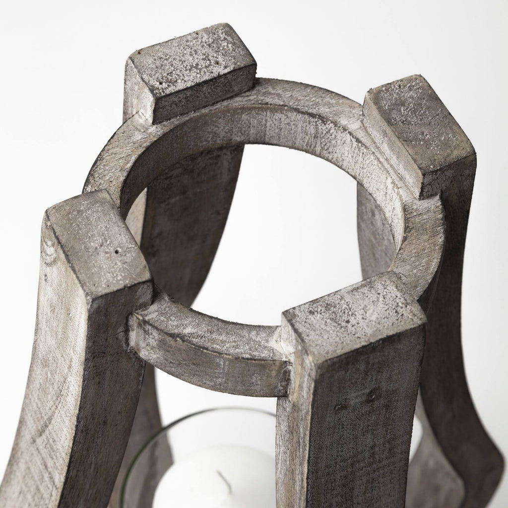 Beige Wood Candle Holder M97597