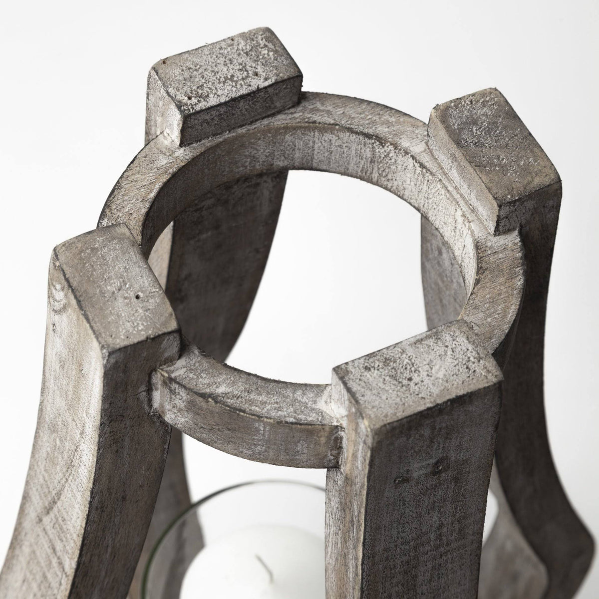 Beige Wood Candle Holder M97597