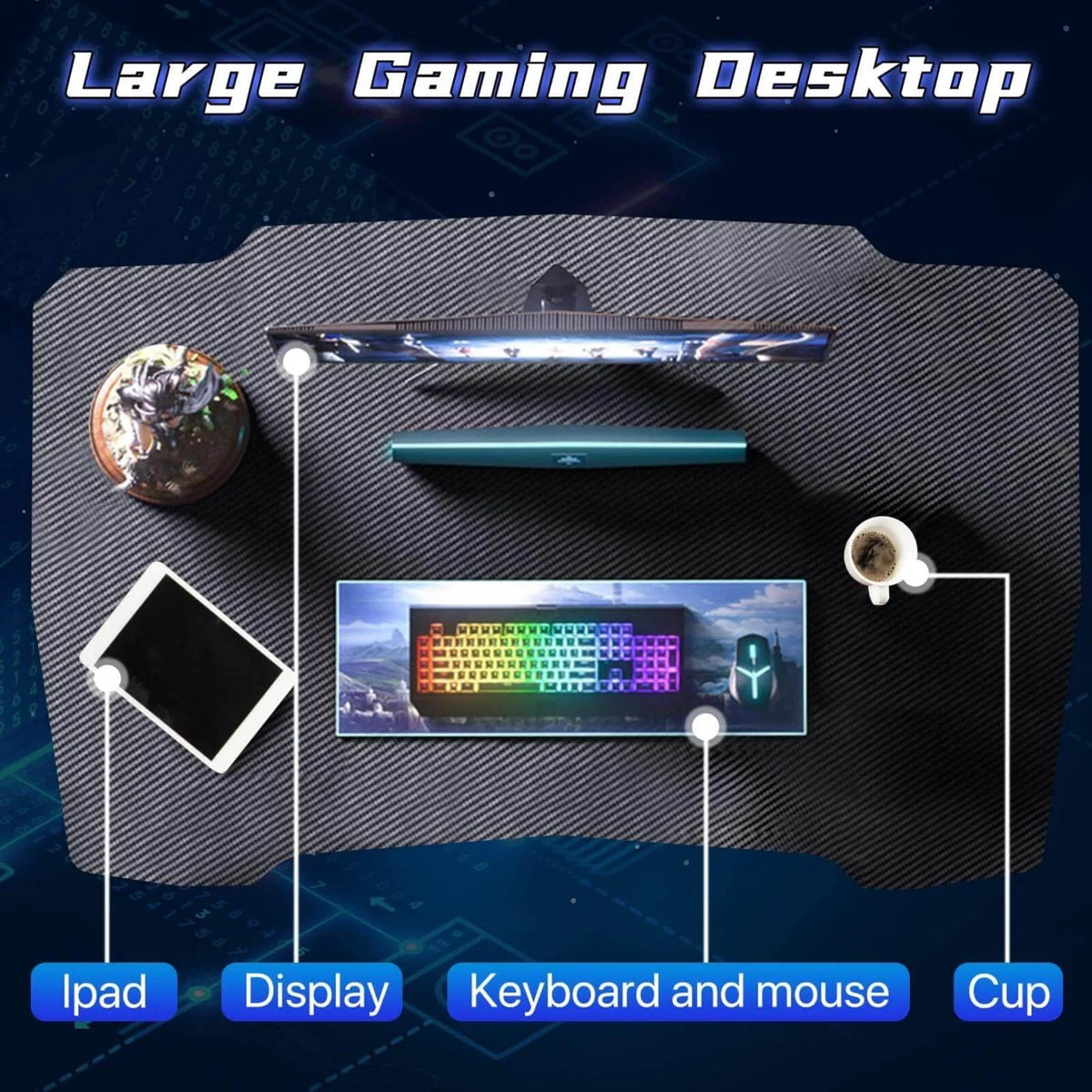 39.4 inch Blue Z-Shaped Gaming Desk with Headphone Hook Z89872