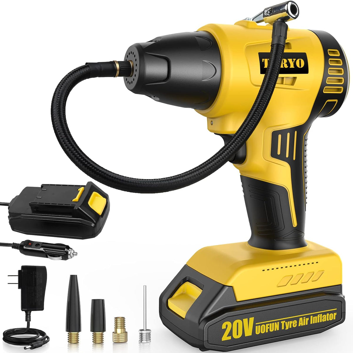 20V Cordless Tire Inflator with 2500mAh Rechargeable Battery, 150PSI, Pack of 2 N812
