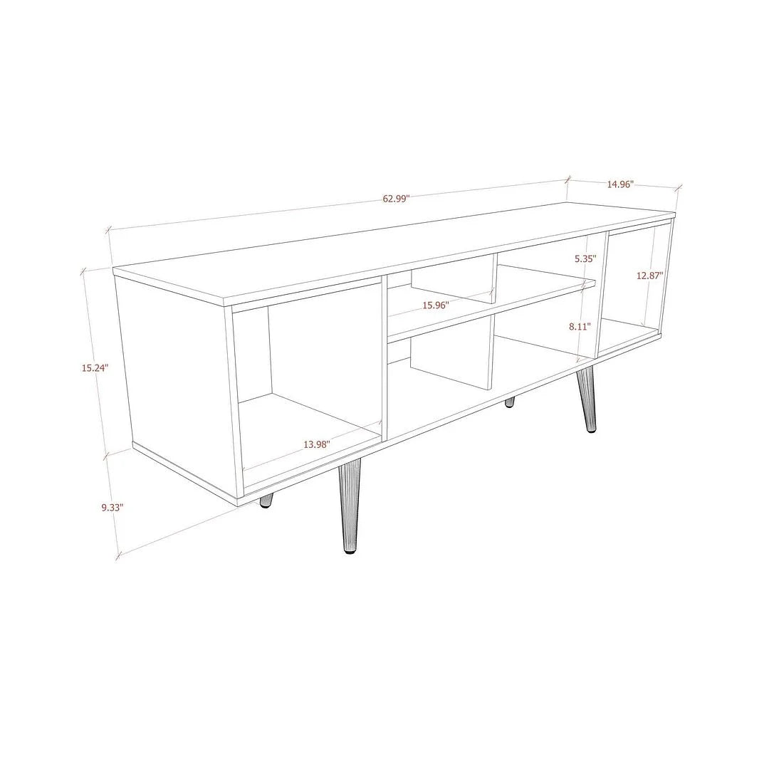 Black 63" TV Stand with 6 Shelves C513