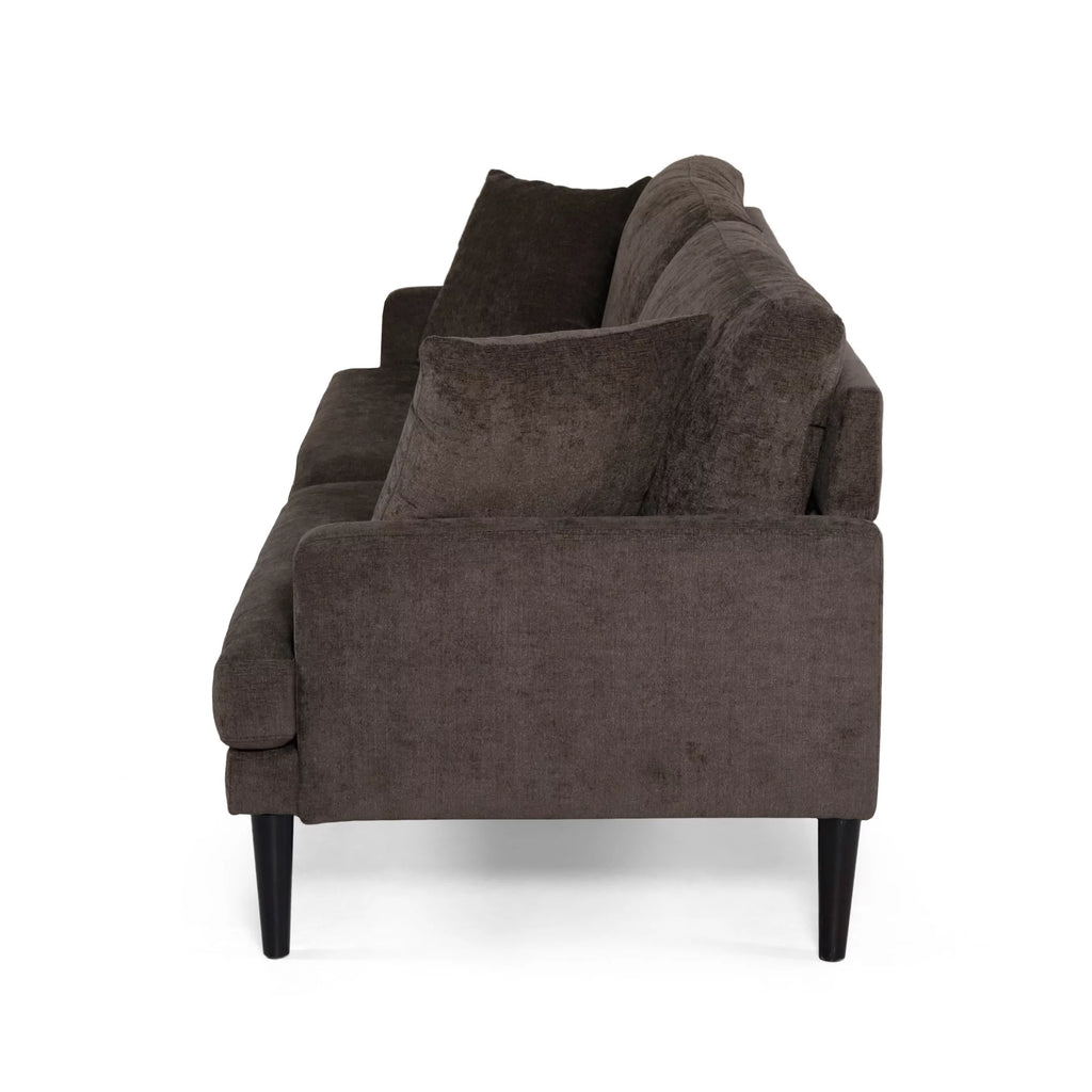 Brown 3 Seater Fabric Sofa with Accent Pillows U96951