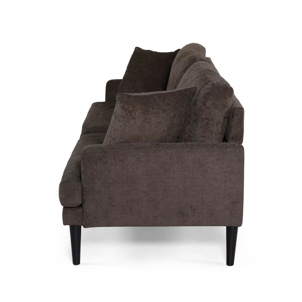Brown 3 Seater Fabric Sofa with Accent Pillows U96951