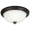 Burnt Sienna Finish Two Light Flush Mount with Satin Etched Glass G283