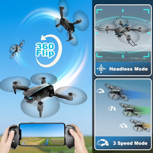 1080P HD Foldable Drone with 2 Batteries and Carrying Case D468