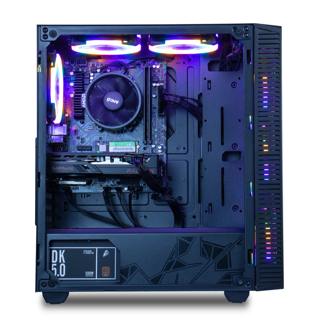Gaming PC Desktop Computer, AMD Ryzen 5 4500 3.6GHz, RX6600, 16GB DDR4, 500GB NVME SSD, 6 RGB Fans V784