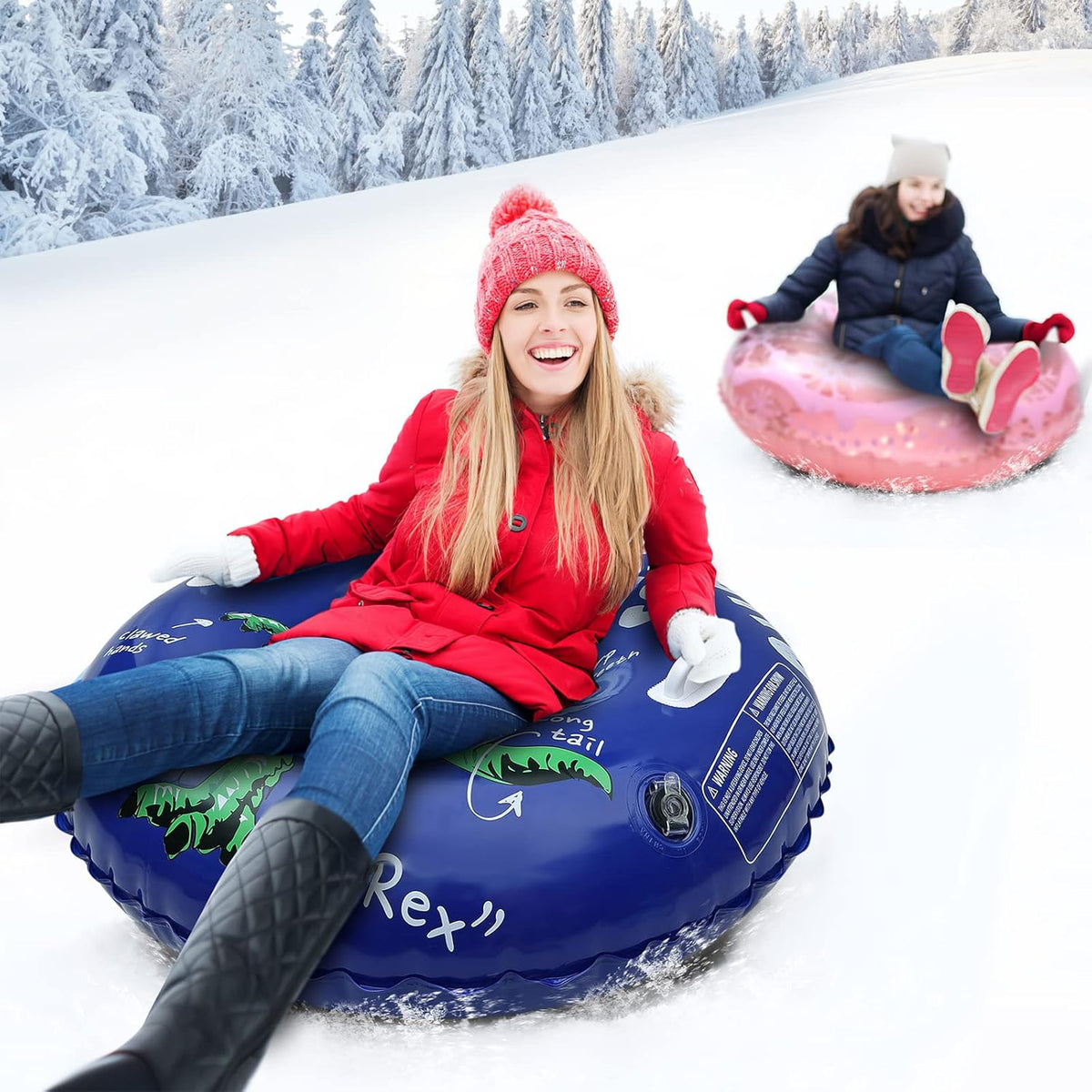 36" Heavy Duty Inflatable Snow Tube Sleds with Handle, 2-Pack T206841