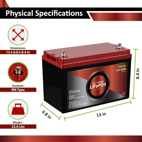 12V 100Ah Lithium LiFePO4 Deep Cycle Rechargeable Battery Y5991