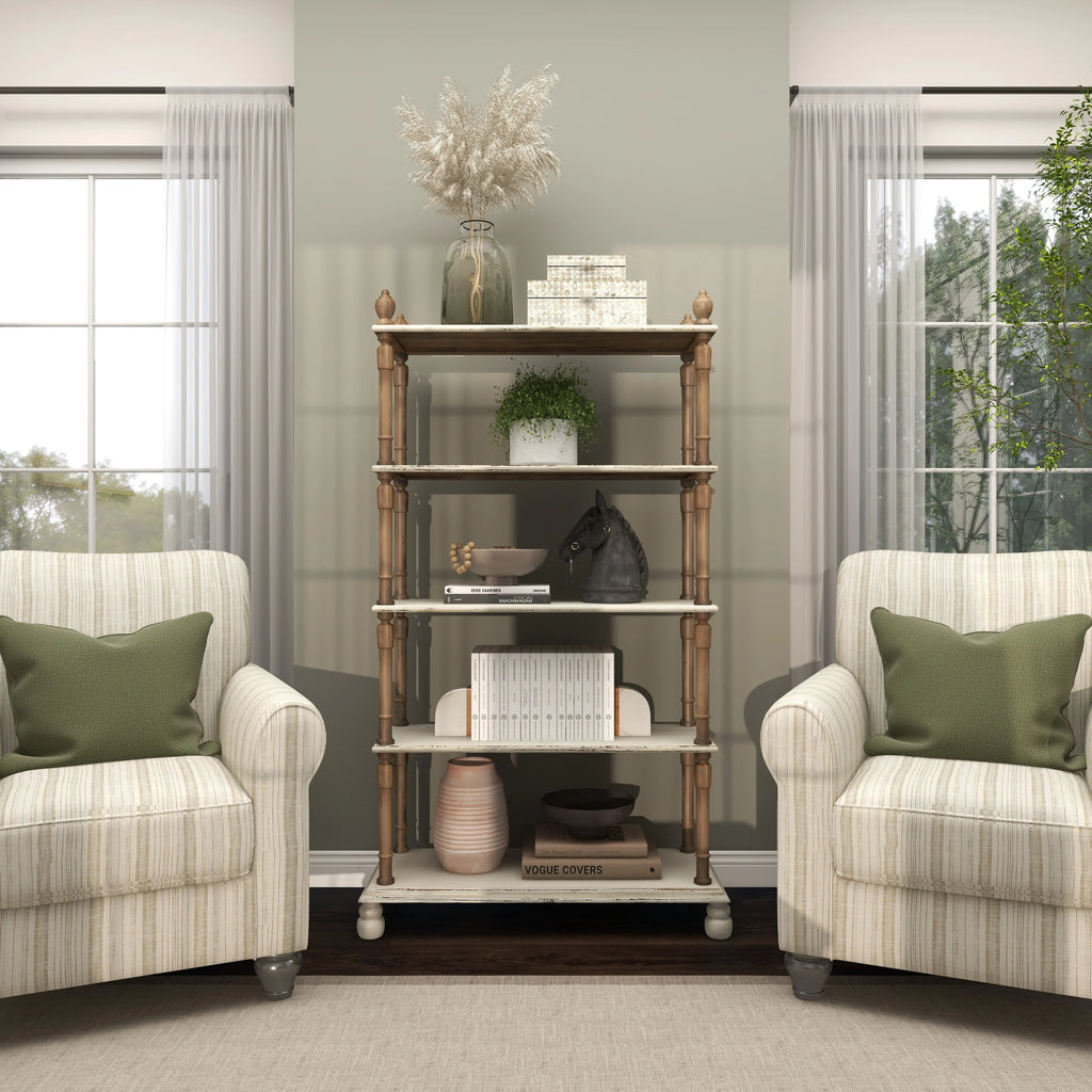 White Wood 5-Tier Shelving Unit F625