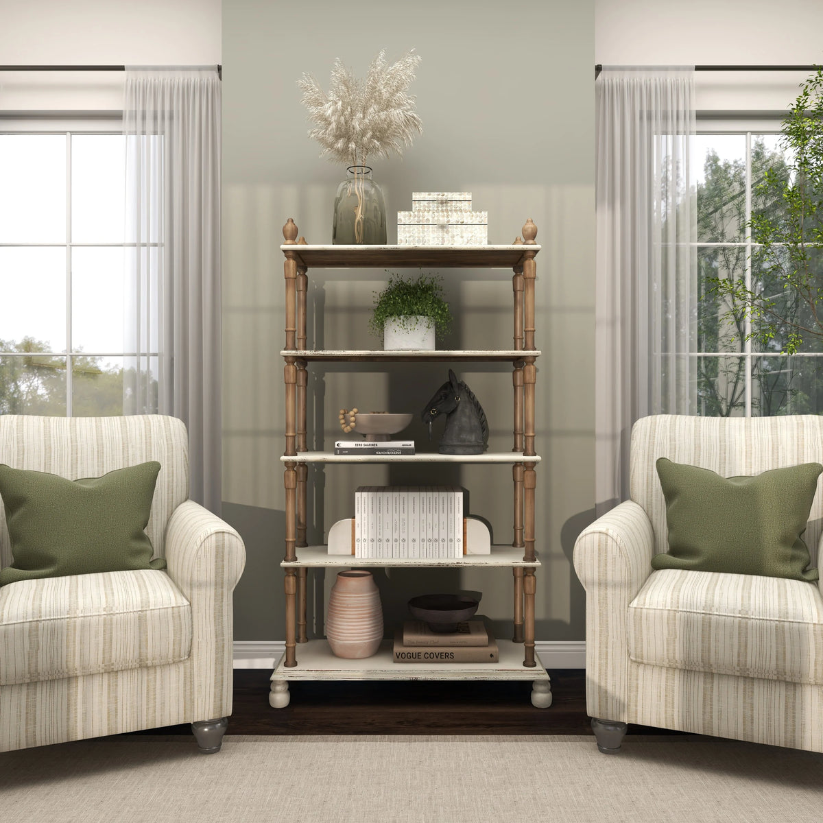 White Wood 5-Tier Shelving Unit F625
