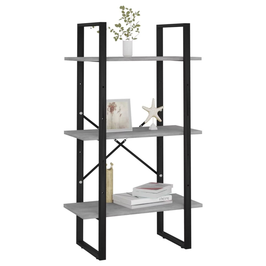 3-Tier Chipboard Bookcase with Metal Frame U2816