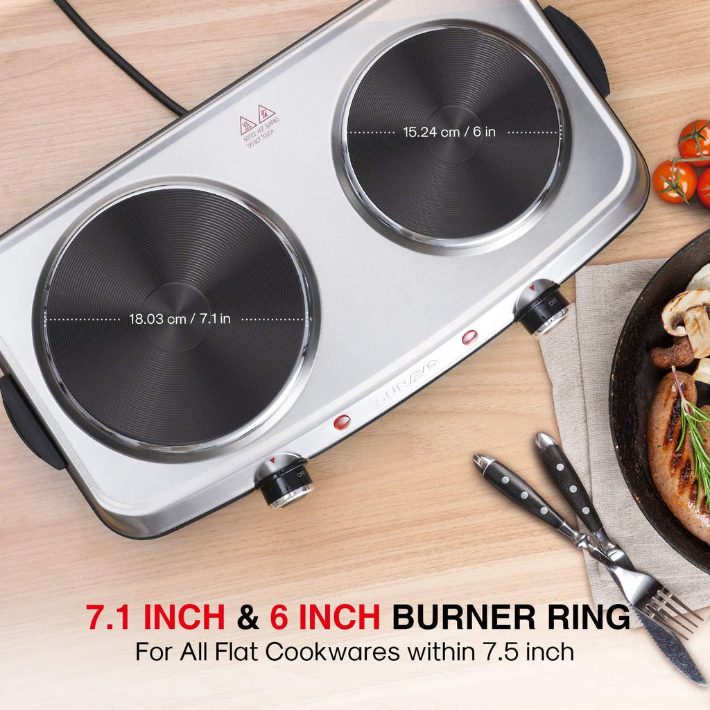 1800W Stainless Steel Electric Double Burner Hot Plate O229185