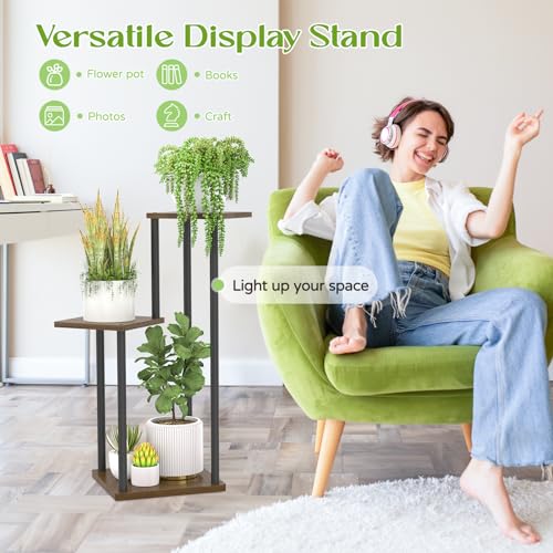 White 6 Tier Metal Wood Plant Stand S919279