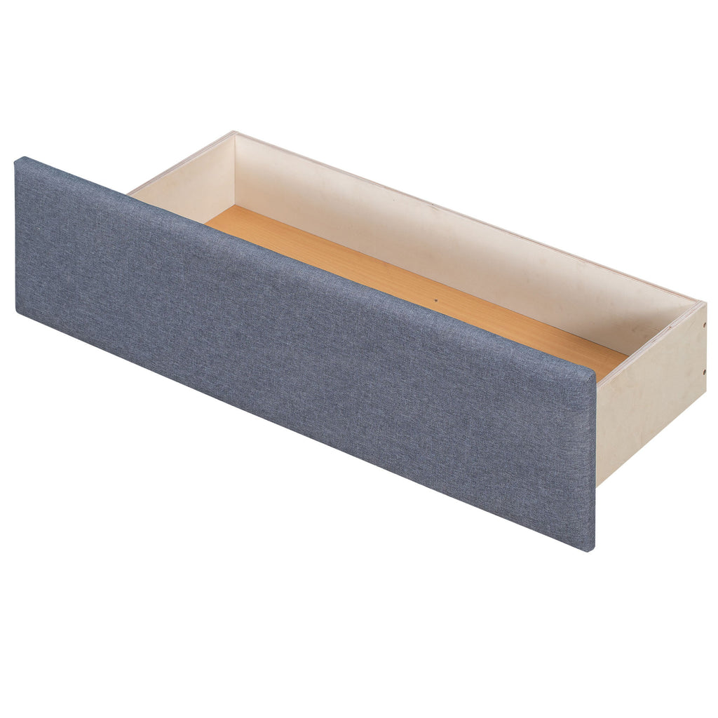 Grey L Shaped Platform Bed with Two Drawers and Built-in Desk D53272