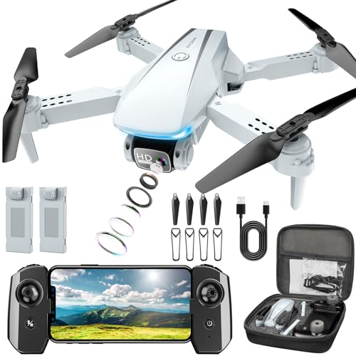 1080P HD Foldable Drone with 2 Batteries and Carrying Case D468