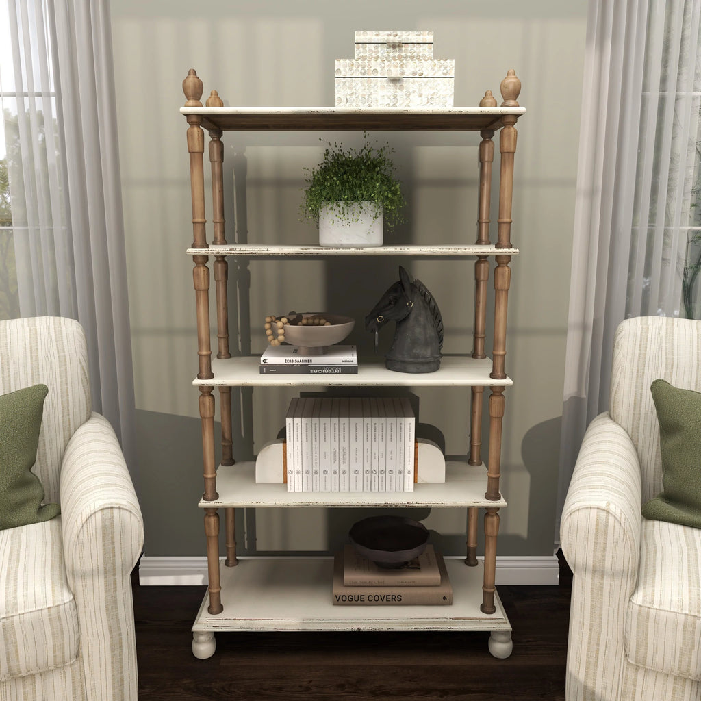 White Wood 5-Tier Shelving Unit F625