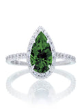 Pear Cut Emerald Engagement Ring on 10k White Gold N1163