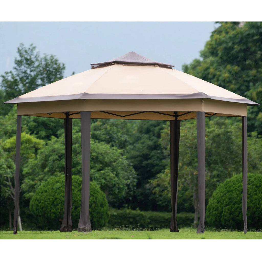 13x13FT Outdoor Gazebo with Mosquito Netting Sidewalls U42683