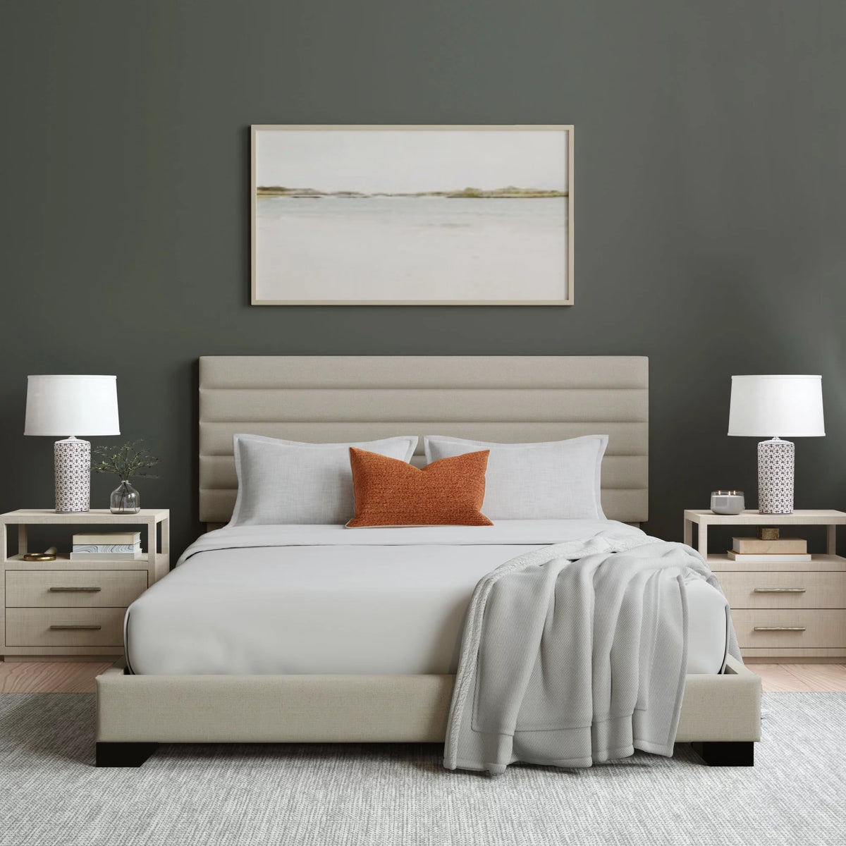 Charcoal Upholstered Queen Platform Bed G19034