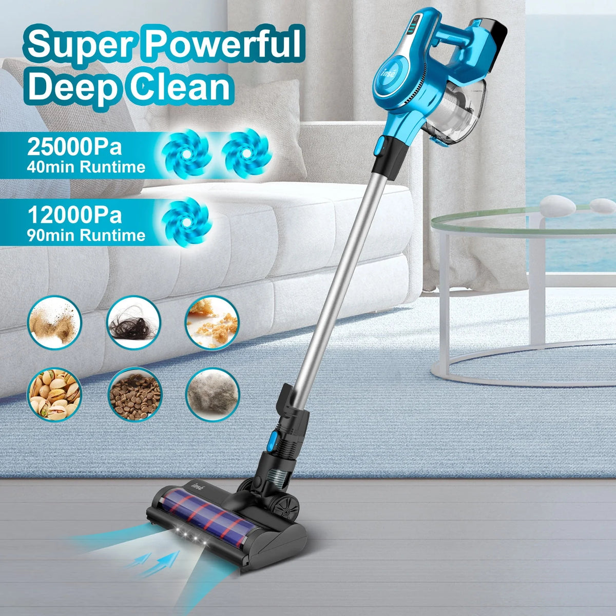 Cordless Vacuum Cleaner with 2 Batteries, 10-in-1 Lightweight Stick Vacuum Y363