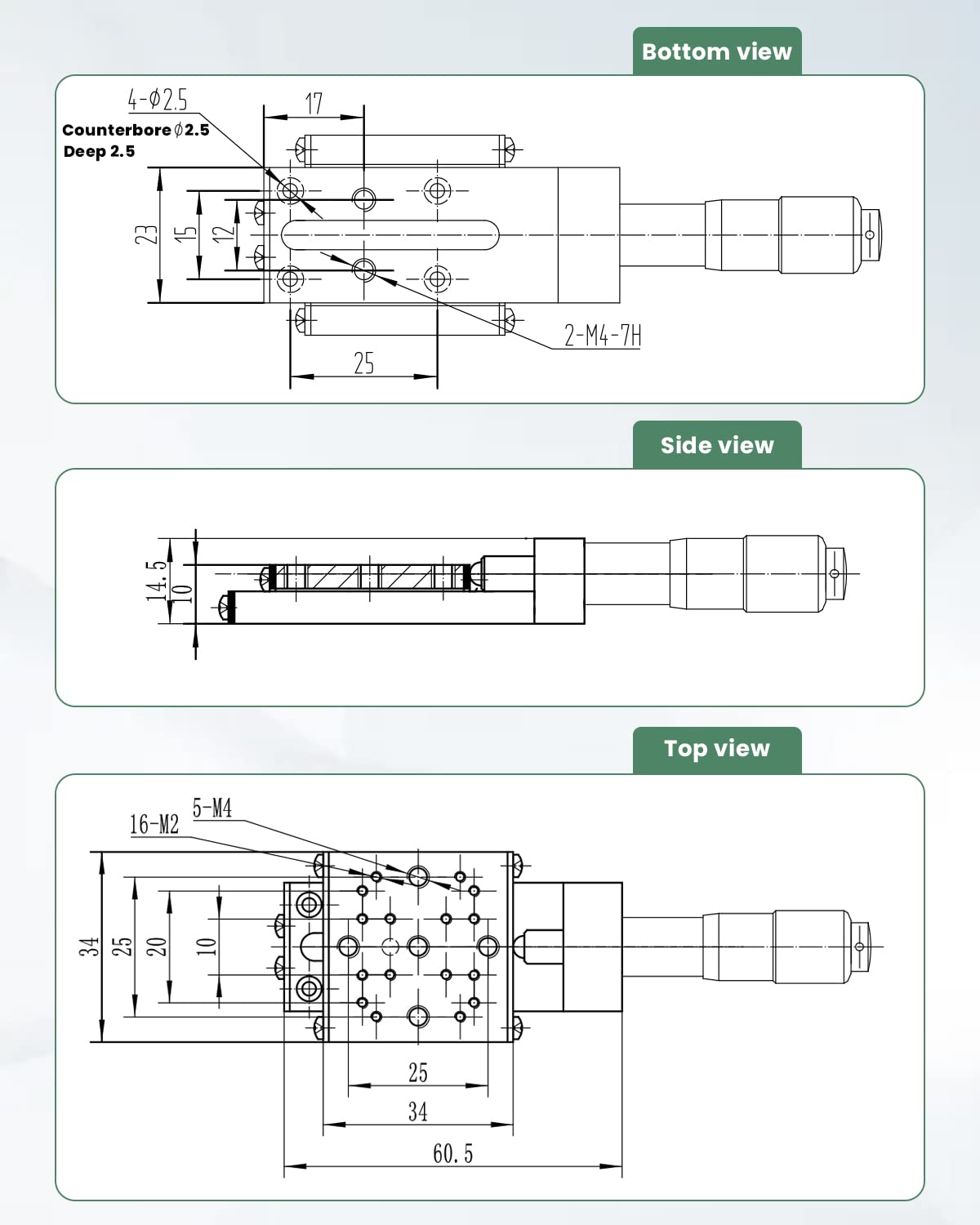 13mm Travel Precision Displacement Optical Sliding Table Z541858
