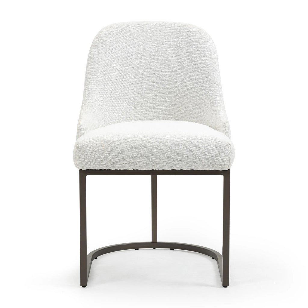 White Black Fabric Iron Dining Chair Set of 2 B2771