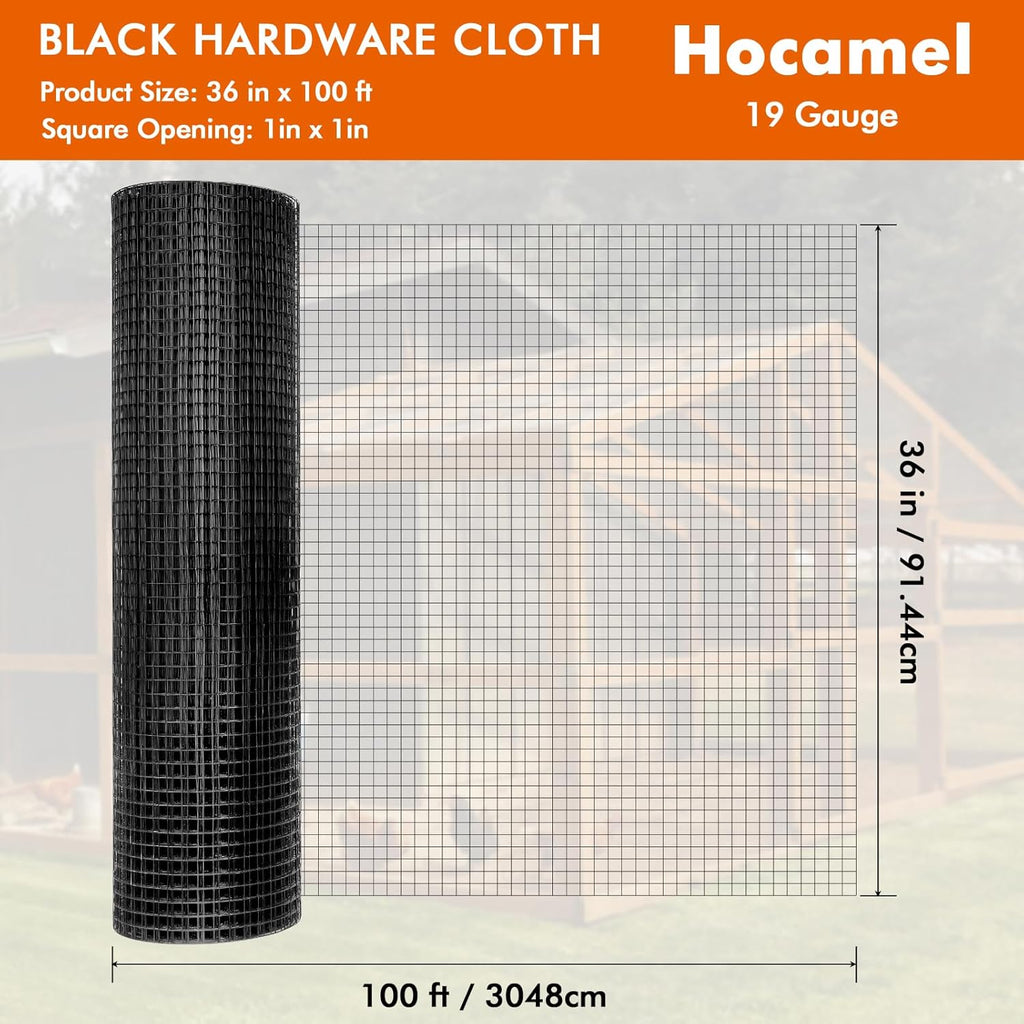 1/2 inch 36 x 100 ft 19 Gauge Black PVC Coated Galvanized Wire Mesh Roll N78860