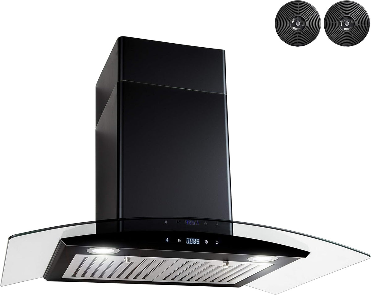 30 in Black Painted Stainless Steel Convertible Wall Mount Range Hood Y4638