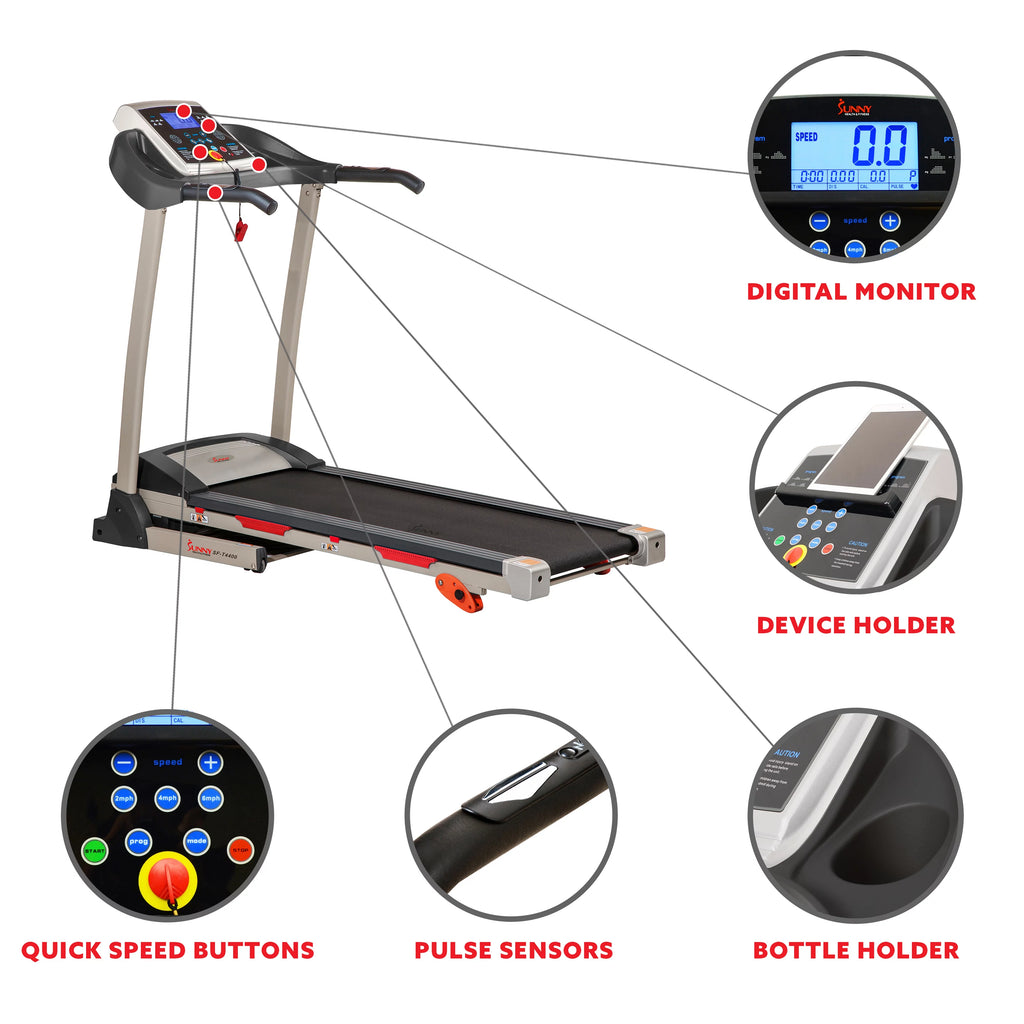 Manual Incline Folding Treadmill with Pulse Sensors LCD Monitor W69063