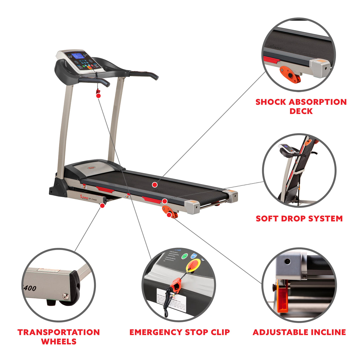 Manual Incline Folding Treadmill with Pulse Sensors LCD Monitor W69063