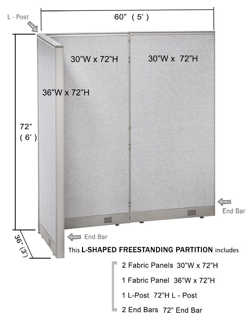 L-Shaped Freestanding Office Partition G889