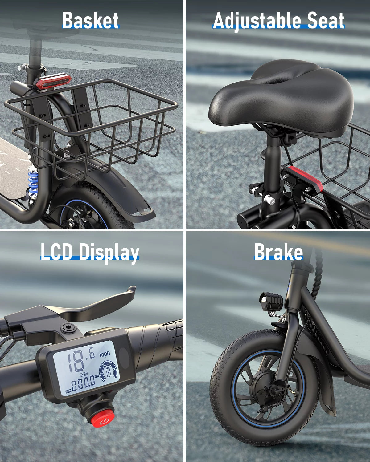 Electric Scooter with Seat and Carry Basket M5289