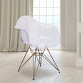 2 Pack Transparent Side Chair with Arms and Gold Base C706324