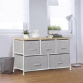 Brown 5 Drawer Fabric Dresser A9717