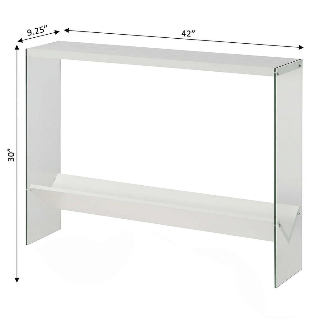 White Wood Console Table with Shelf F34161