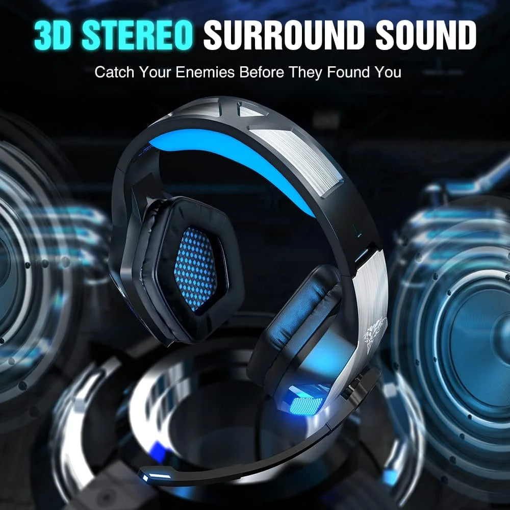 Gaming Headset with Noise Cancelling Mic, LED Light, Over Ear Headphone W52423