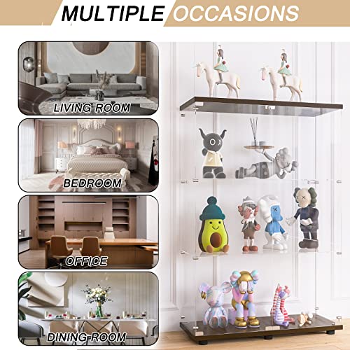 Black 4 Shelves 3 Door Glass Display Cabinet M398521